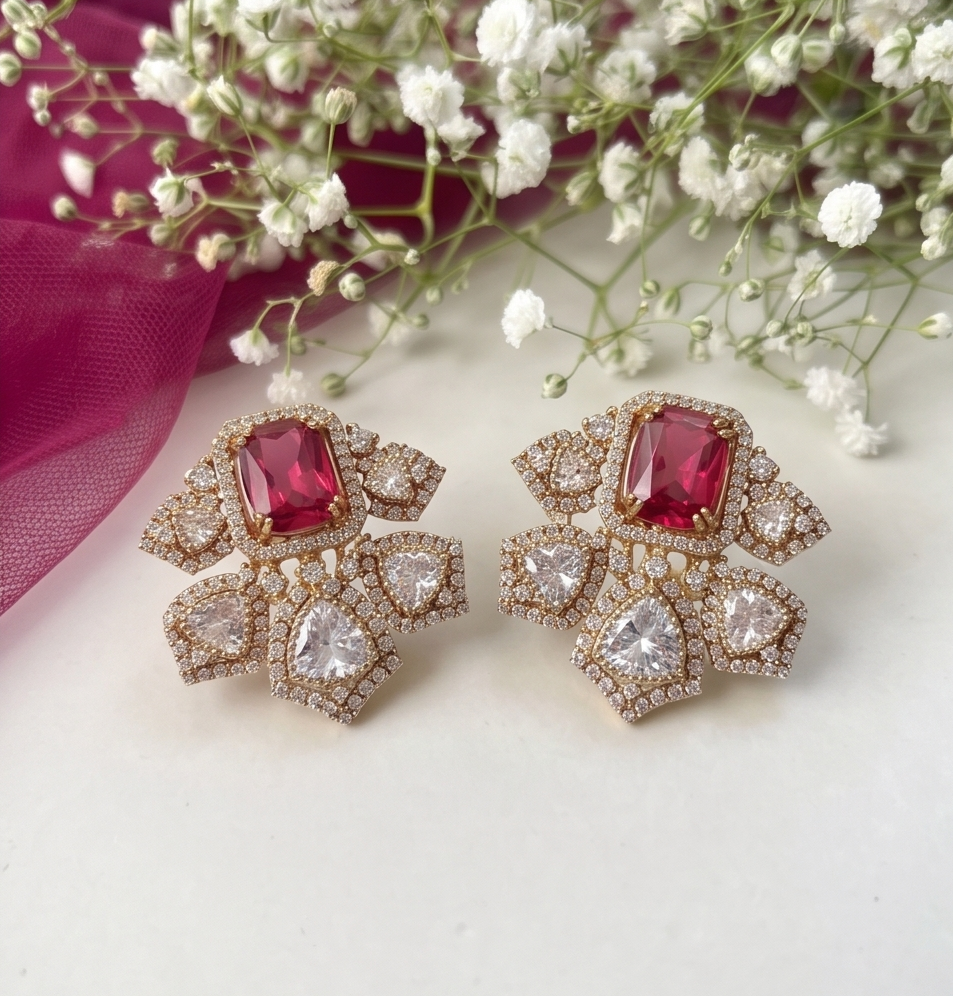 Elegant Ruby Stud Earrings ERG-007