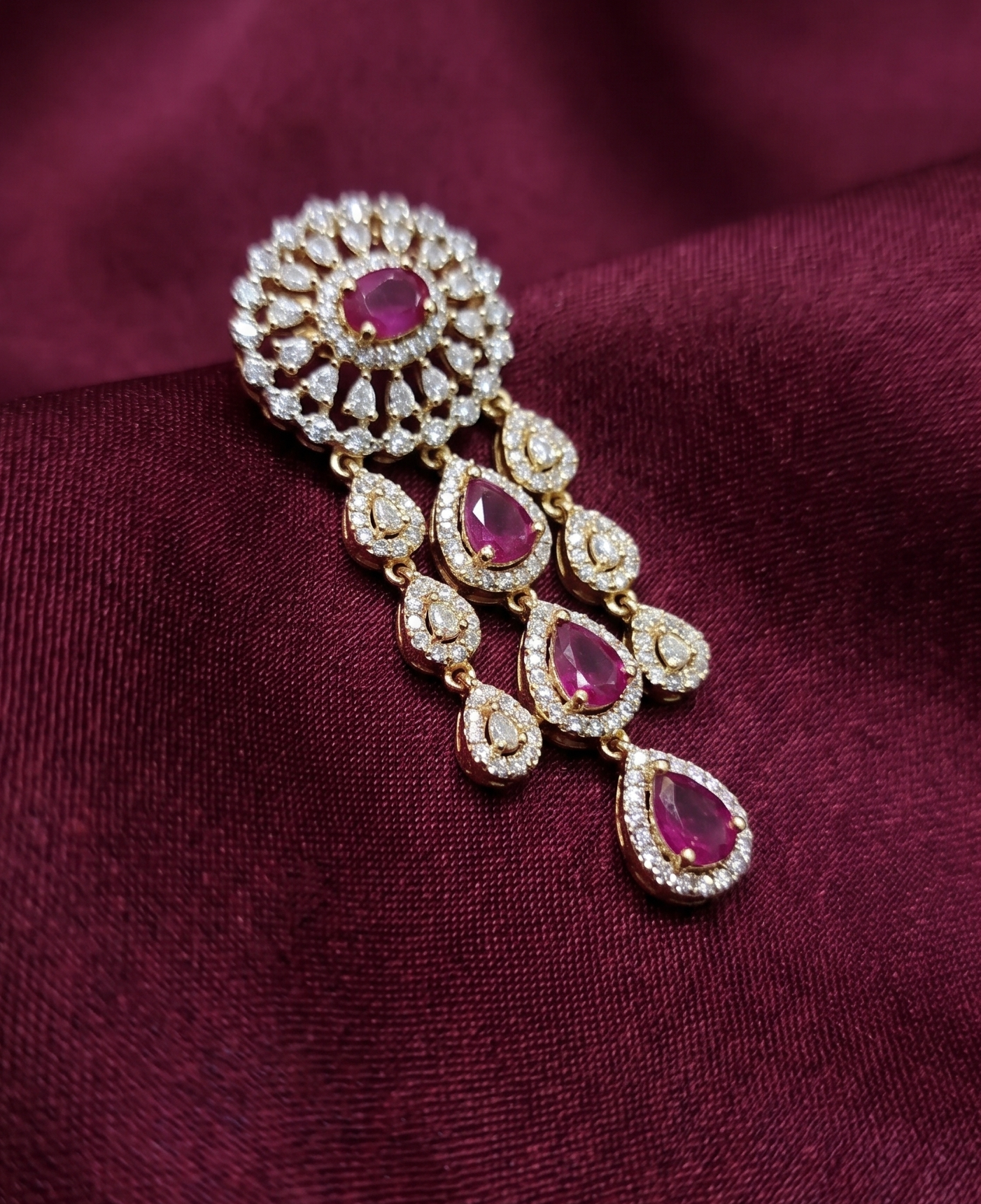 Ruby & Diamond Necklace Set NEC-003