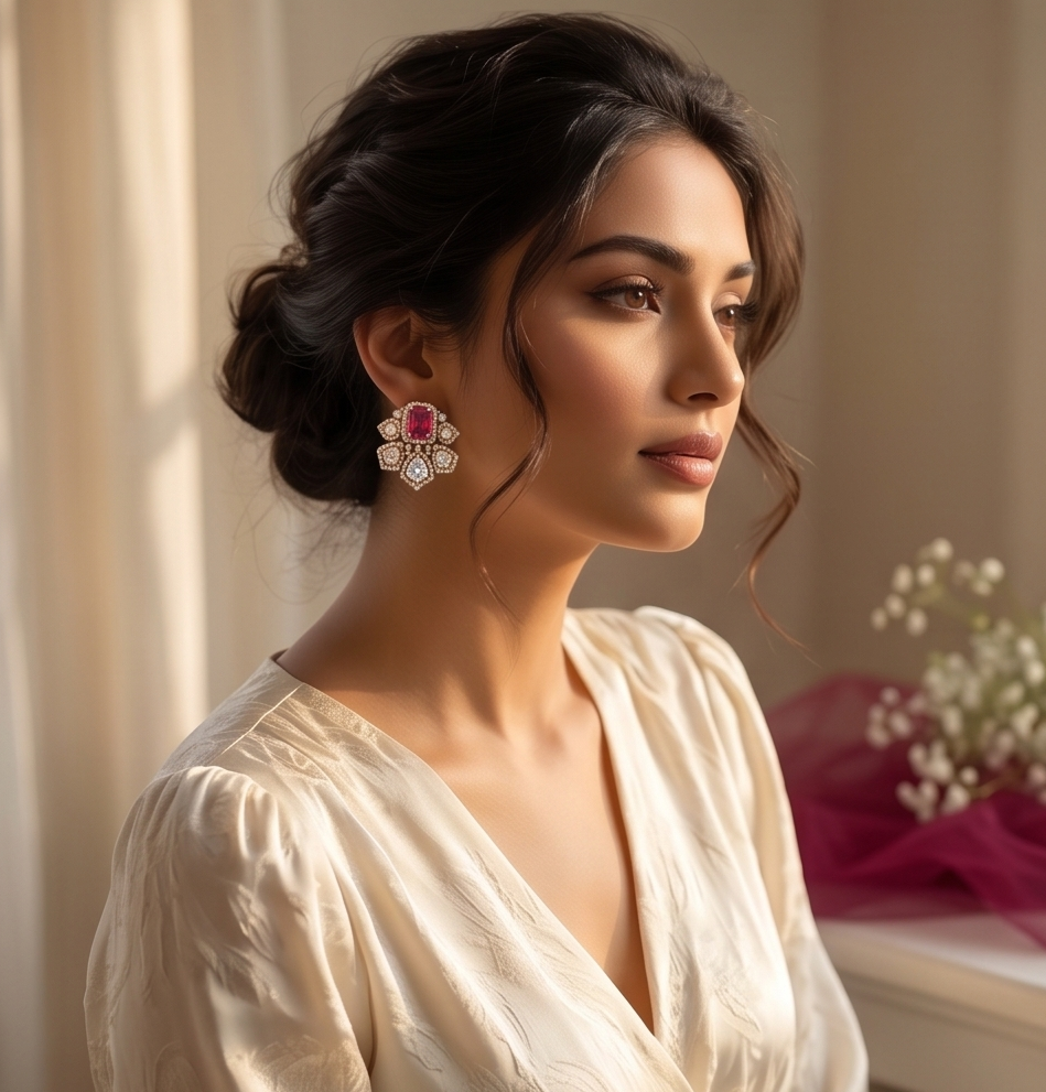 Elegant Ruby Stud Earrings ERG-007