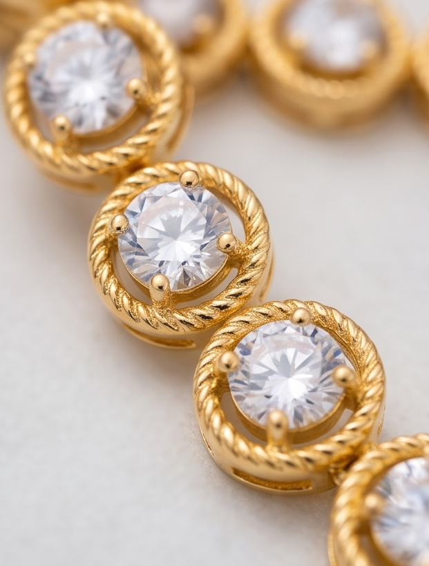 Gold & Crystal Necklace Set NEC-007