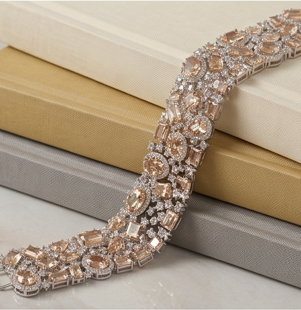 Elegant Multi-Stone Champagne Crystal Bracelet BRC-001