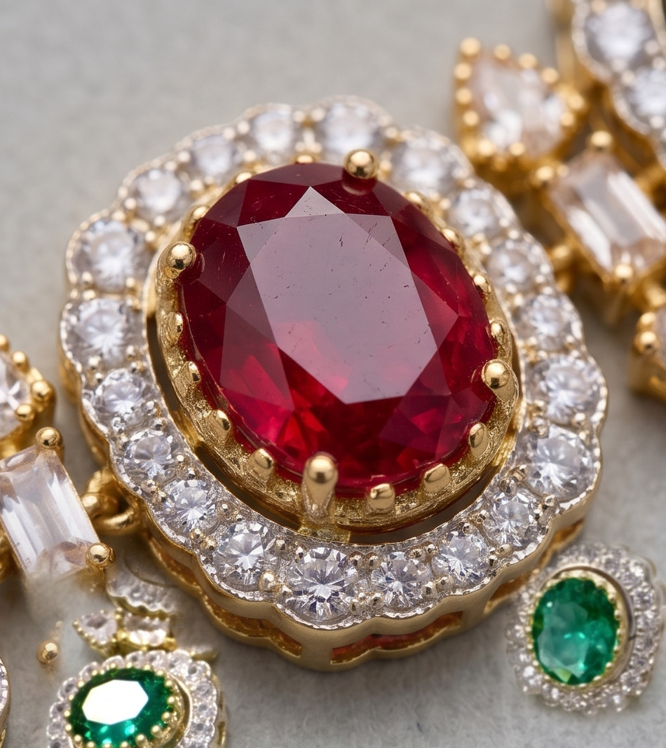 Elegant Gemstone Choker Necklace Set Multi-Stone  NEC-001