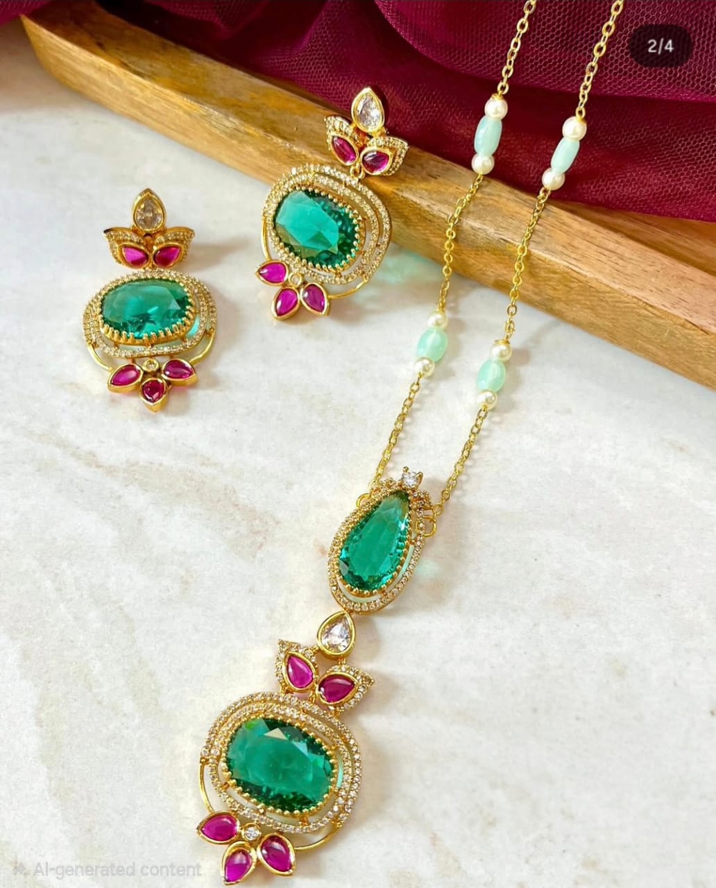 Mint & Pink Designer Necklace Set NEC-002