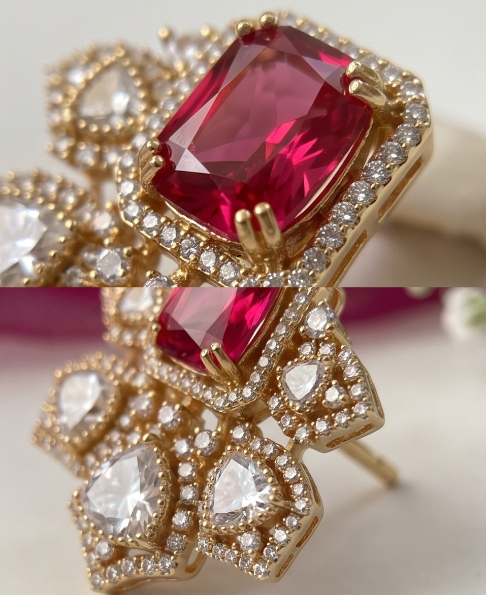 Elegant Ruby Stud Earrings ERG-007