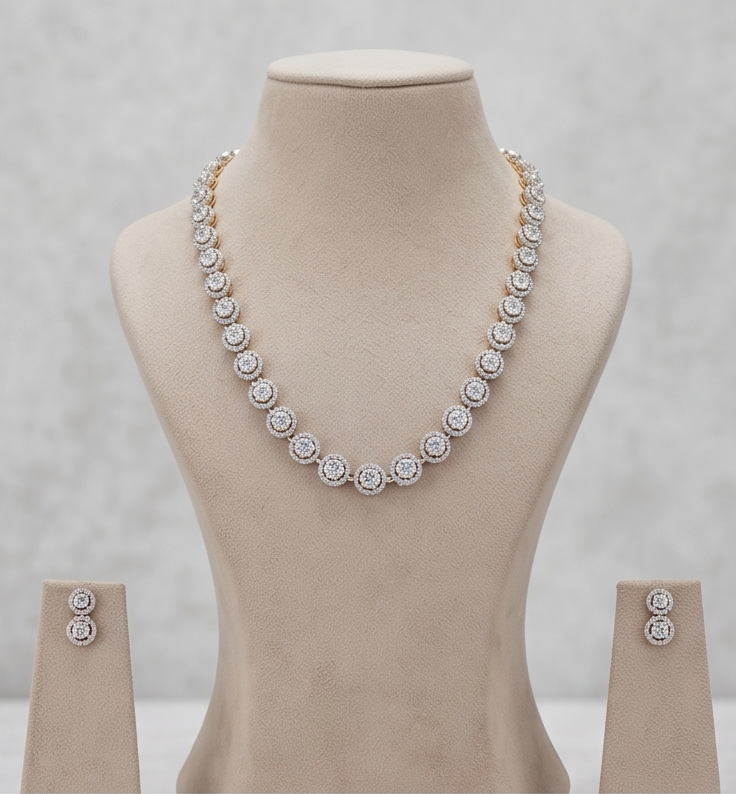 Elegant Diamond Necklace Set NEC-006