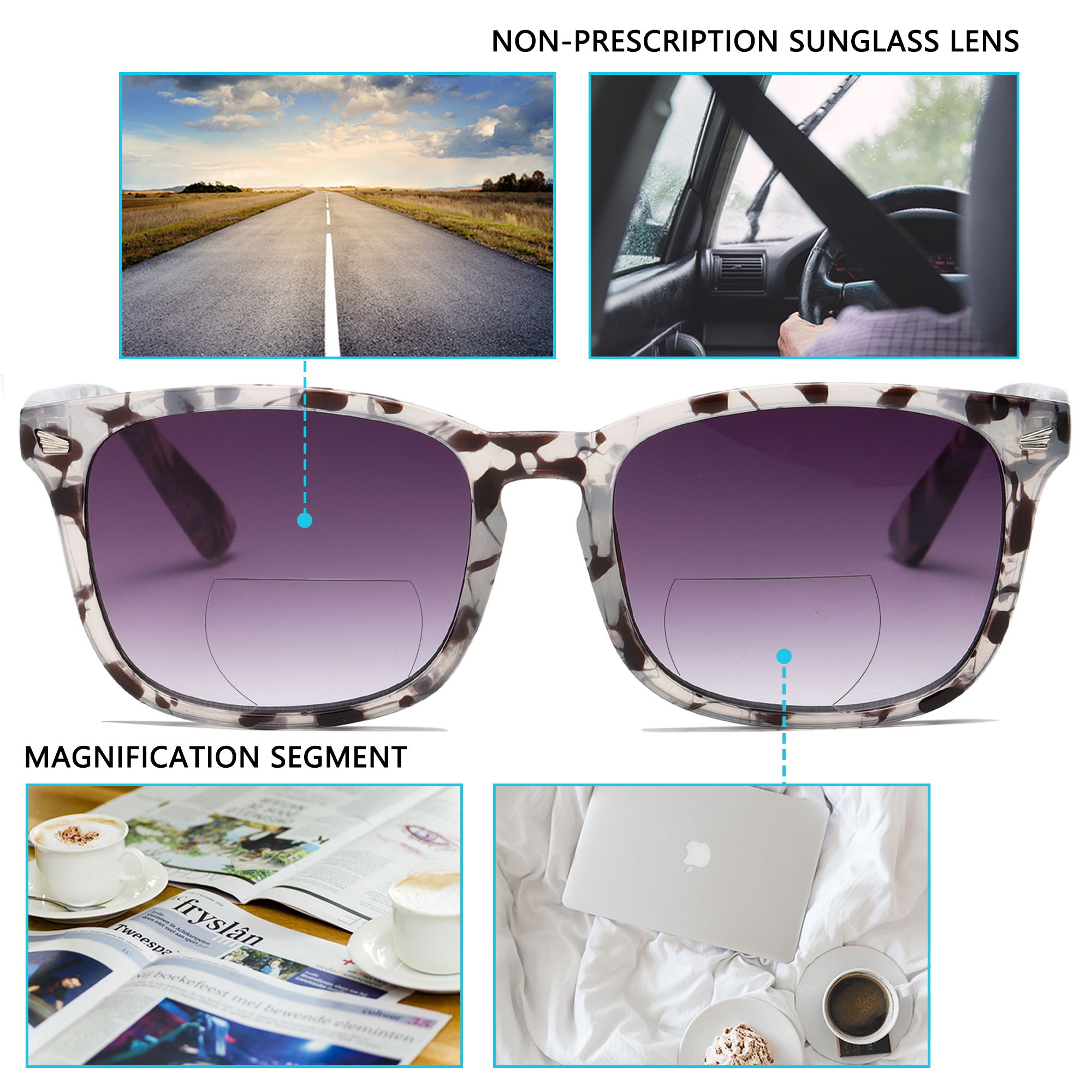 Bifocal Sunglasses For Women Classic Retro Reading Sunglasses 3 Pack UV400 Sun Readers Glasses With Metal Spring +1.5