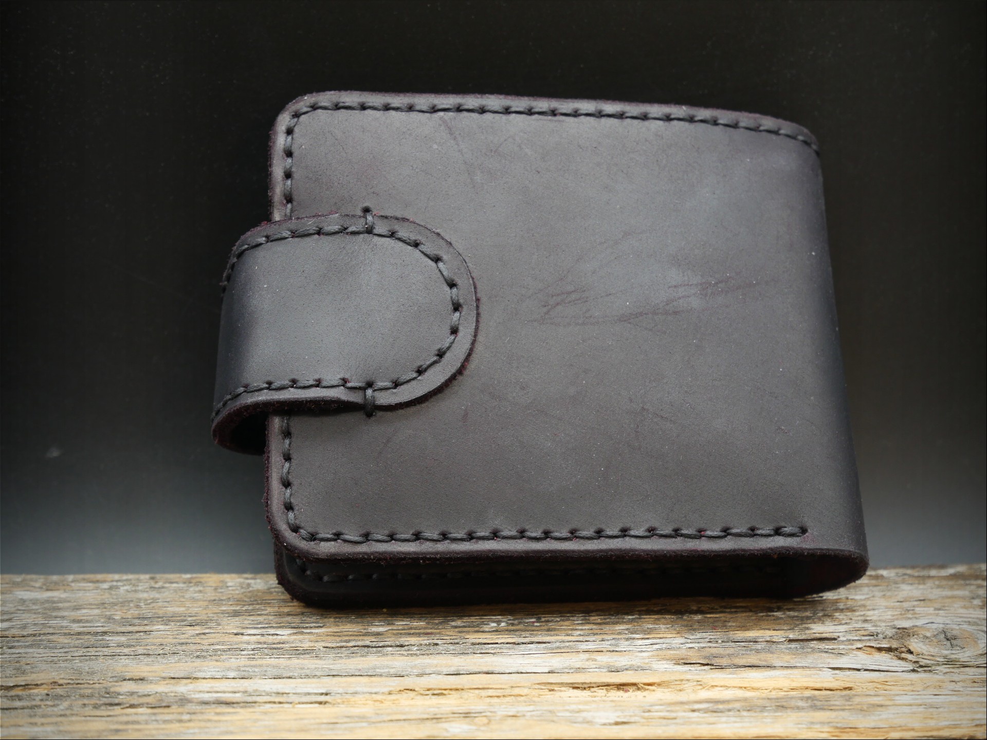 Odinė piniginė "Crazy Horse" (juoda į bordinę)