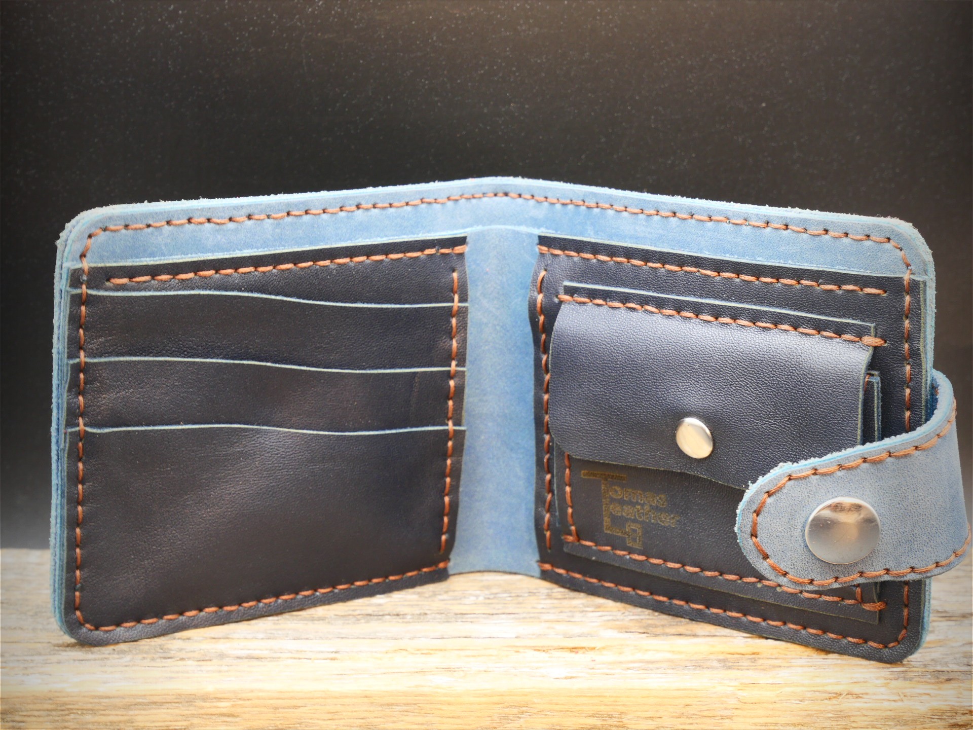 Odinė piniginė "Crazy Horse" (mėlyna)