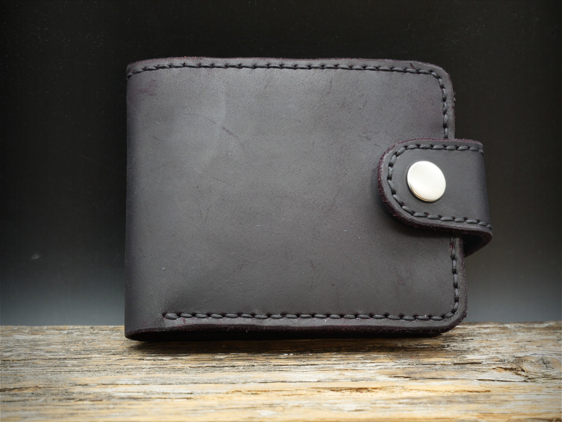 Odinė piniginė "Crazy Horse" (juoda į bordinę)