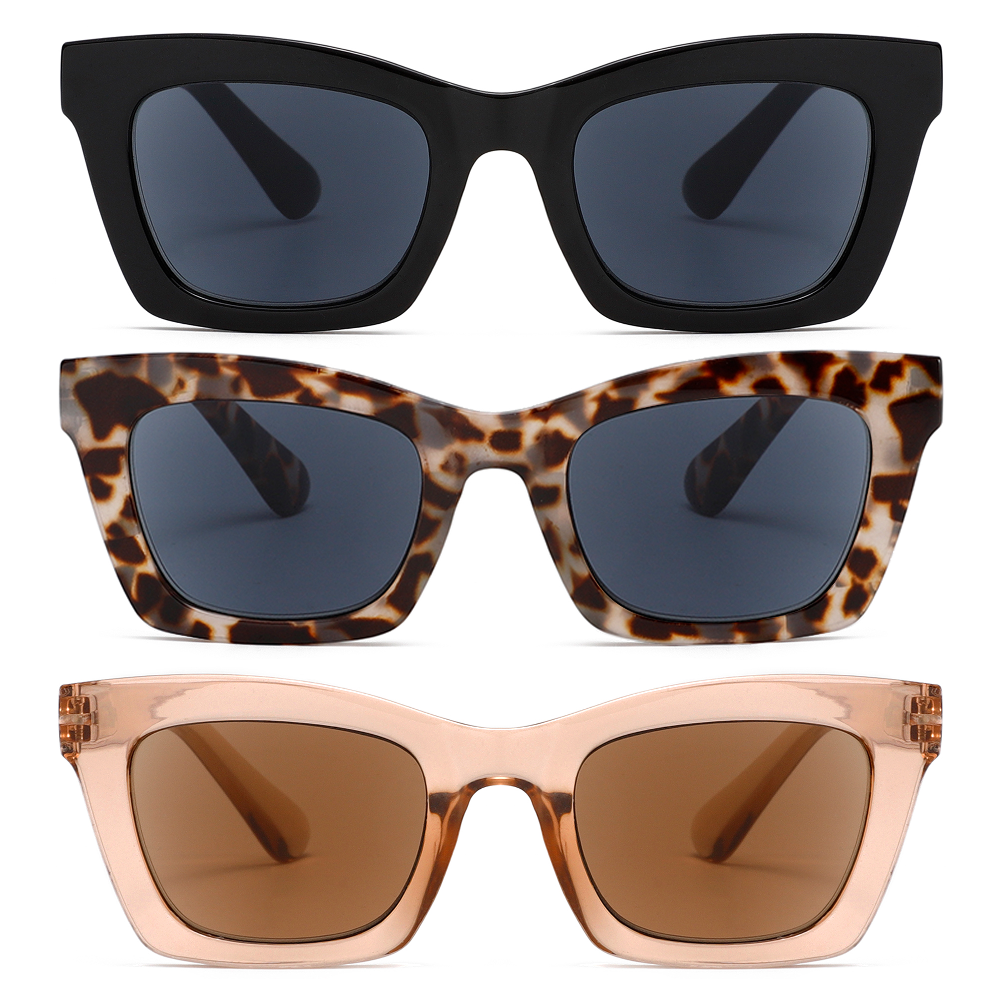 Reader Sunglasses 3 Pack Reading Sunglasses for women Stylis Style UV400 Full Lens Outdoor Reader Spring Hinge +1.5