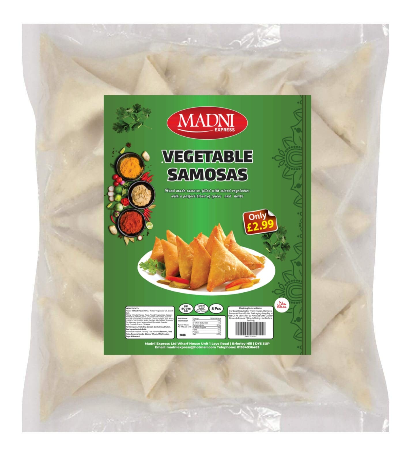 Madni Express Vegetable Samosas (8 Pieces)