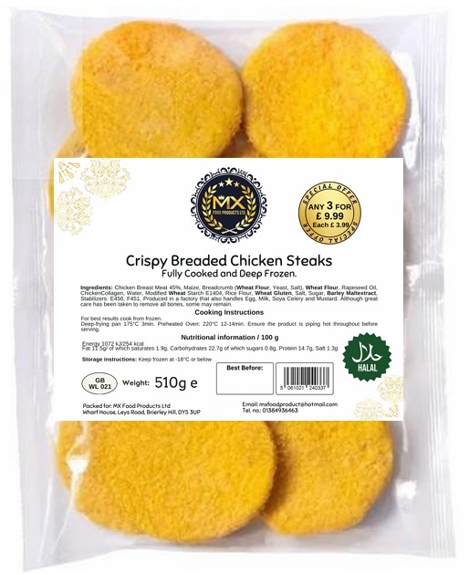 Mx Crispy Breaded Chicken Steaks (450g)