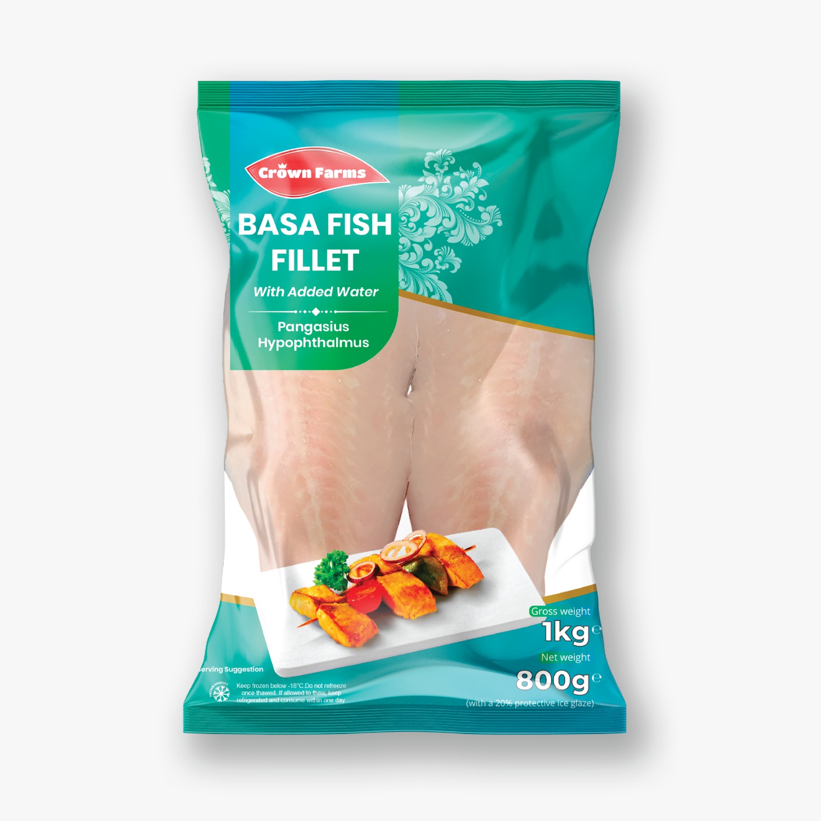 Crown Farms Basa Fish Fillet (800g Net Weight)