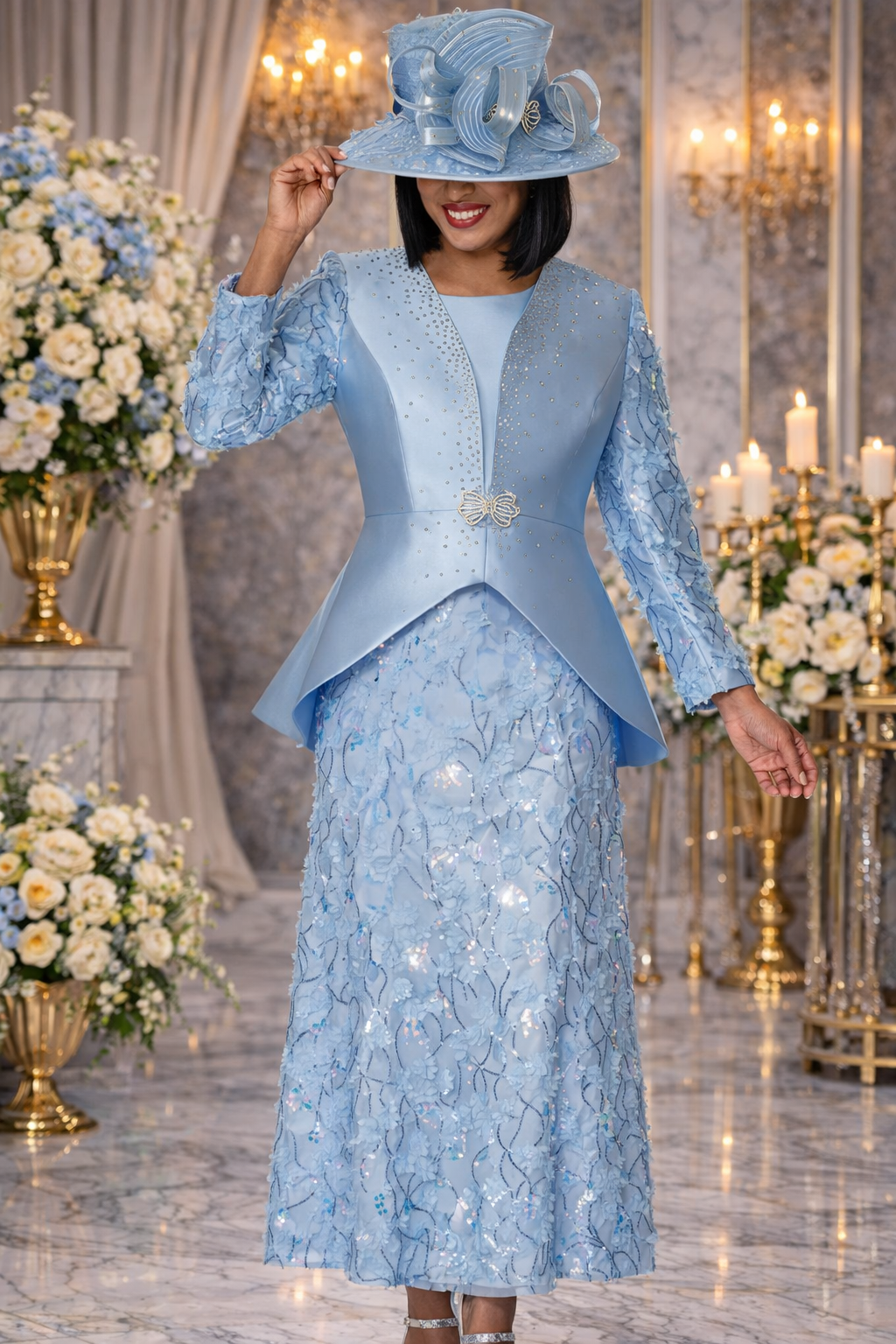 Elegant Blue Church Suit Set