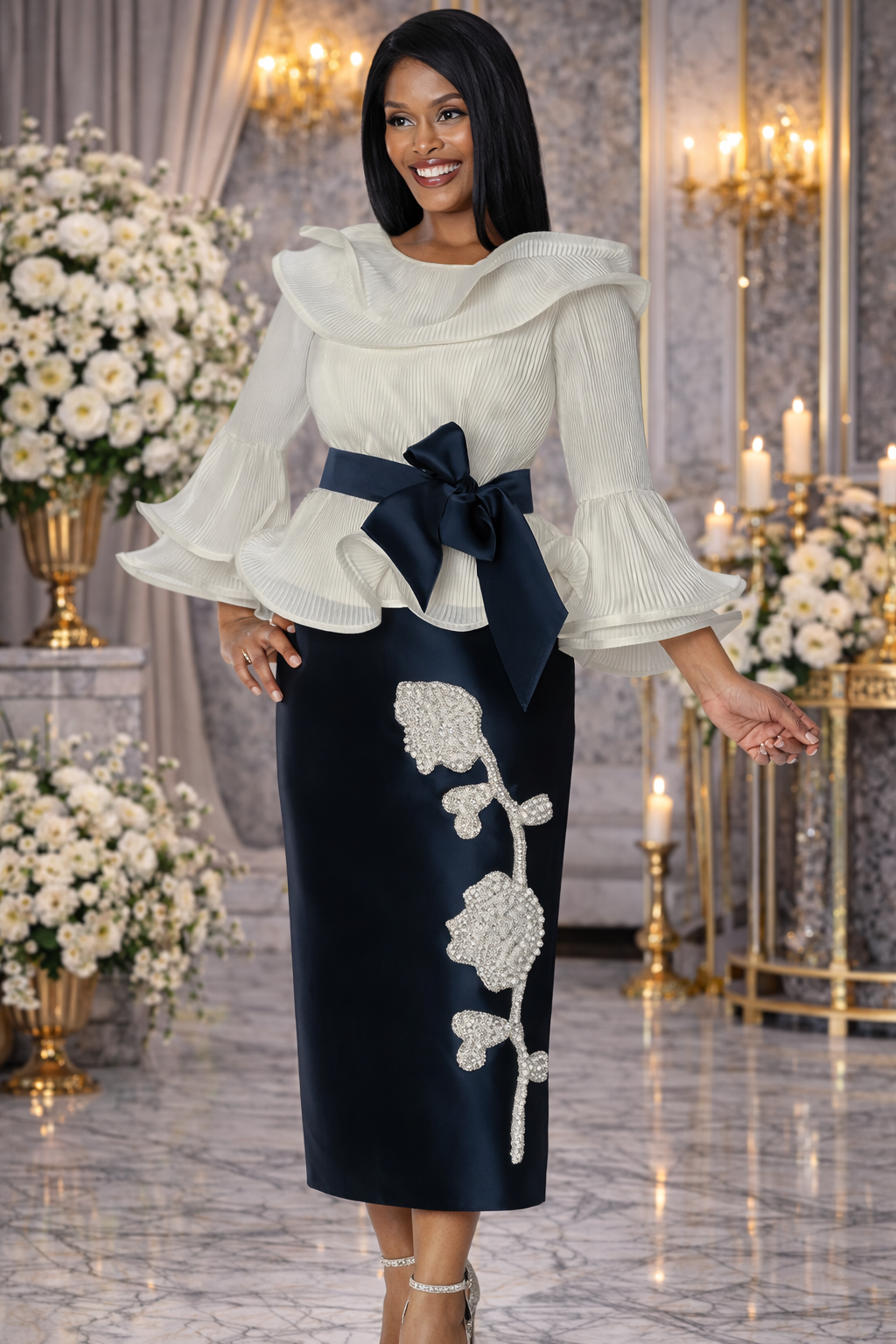 Elegant Floral Embellished Set