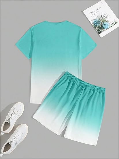 Men's Short Sets 2 Piece Outfits Tropical Graphic Tees and Shorts Sets Beach Vacation Outfits