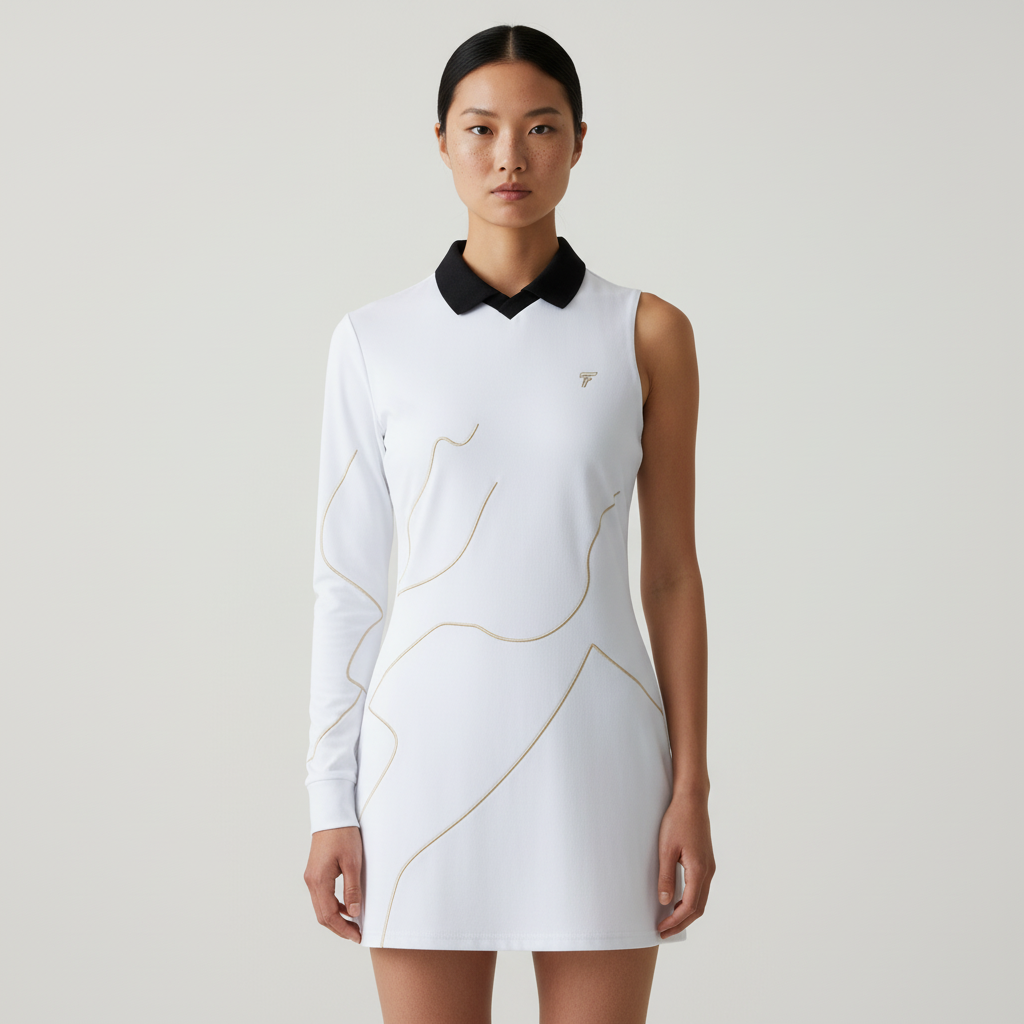 Women's White Sleeveless Polo Dress