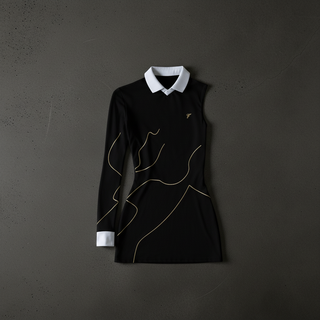 Women's Black Sleeveless Polo Dress