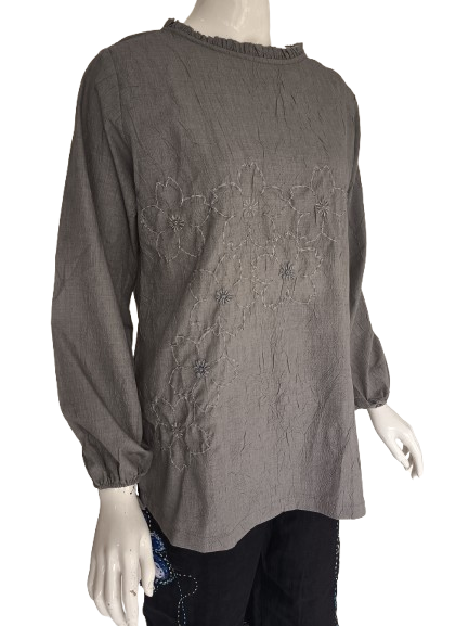 Embroidered Grey Blouse