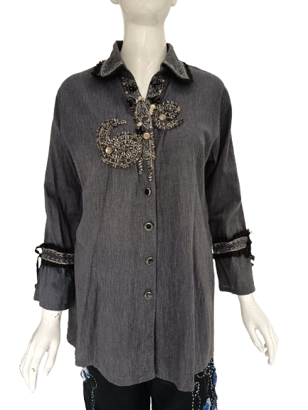 Embroidered Denim Tunic