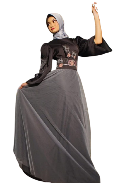 Elegant Black & Grey Maxi Dress