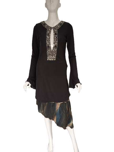 Embellished Black Tunic Dress