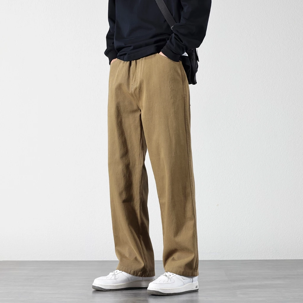 Men's Cotton Elastic waist Straight Pants