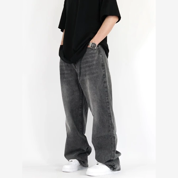 Oversized Men's Baggy Jeans Retro Washed Jeans Drape Straight Wide Leg Korean Jeans Denim Pants