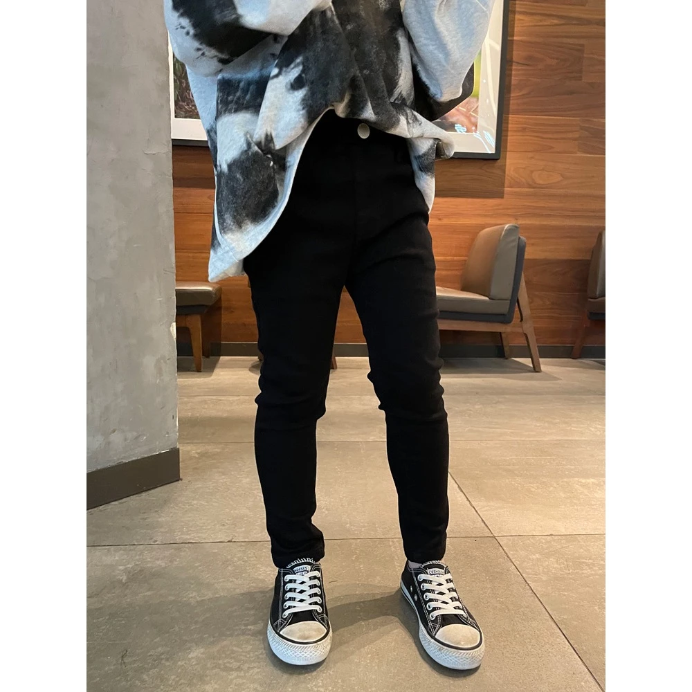 Kids Boy Fashion Skinny Jeans Black Denim