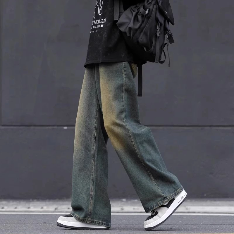 Oversized Men's Baggy Jeans Retro Washed Jeans Drape Straight Wide Leg Korean Jeans Denim Pants