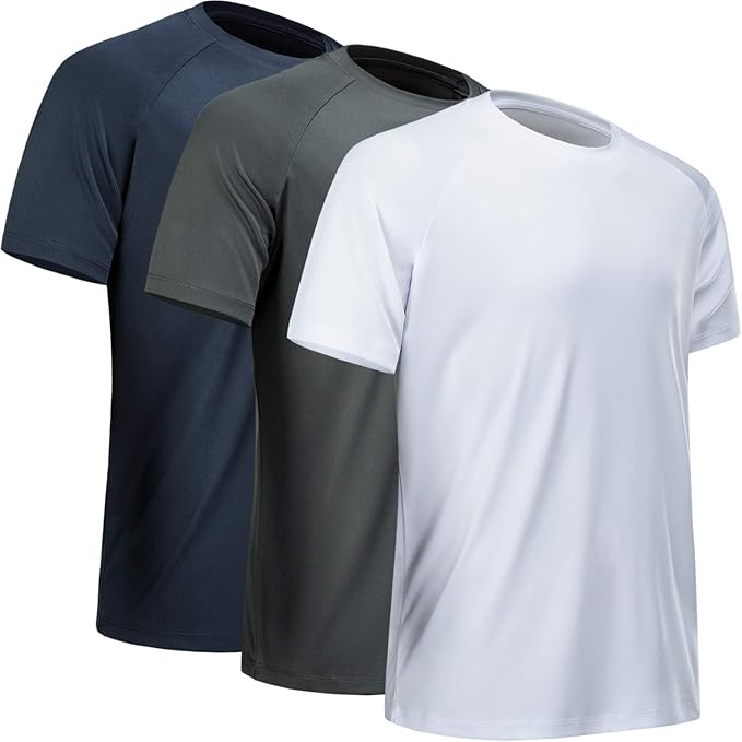 Workout Shirts for Men Short Sleeve Quick Dry Athletic Gym Active T Shirt Moisture Wicking