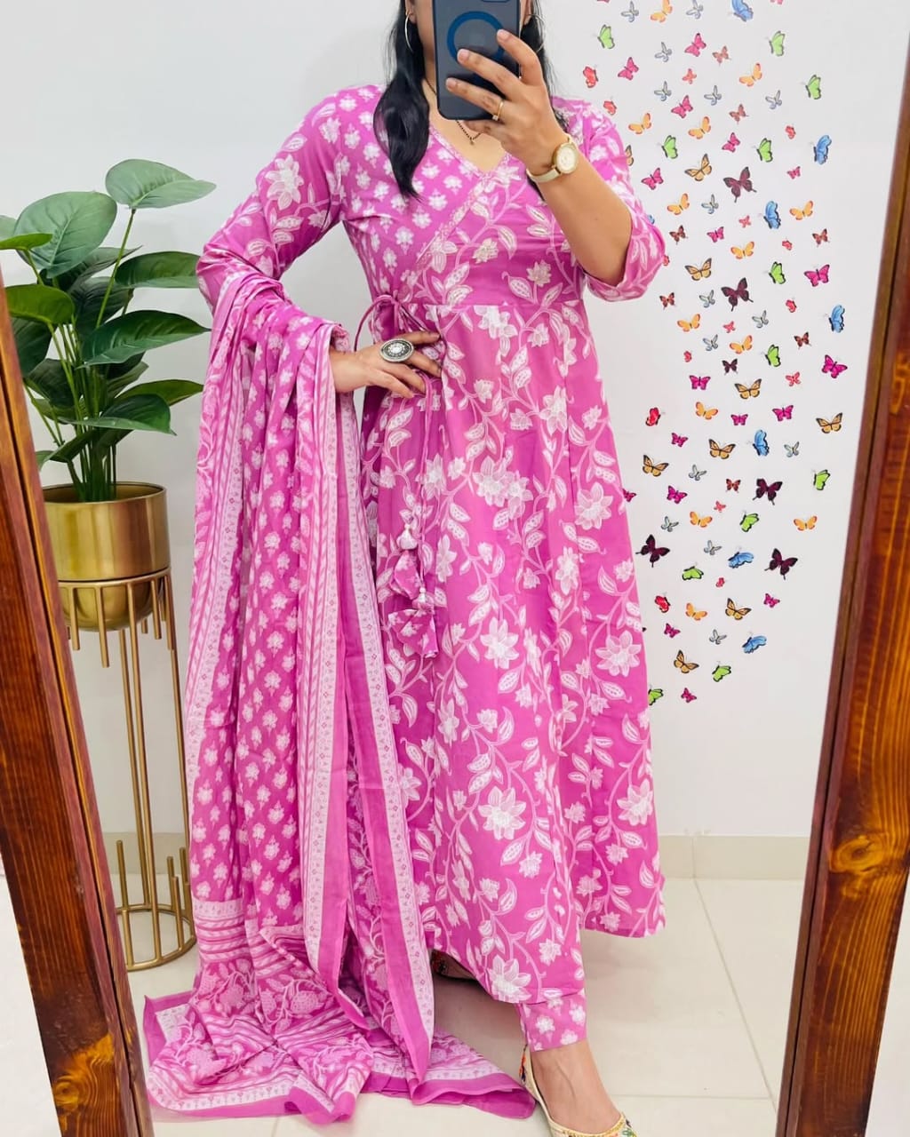 Pink Floral Anarkali Suit