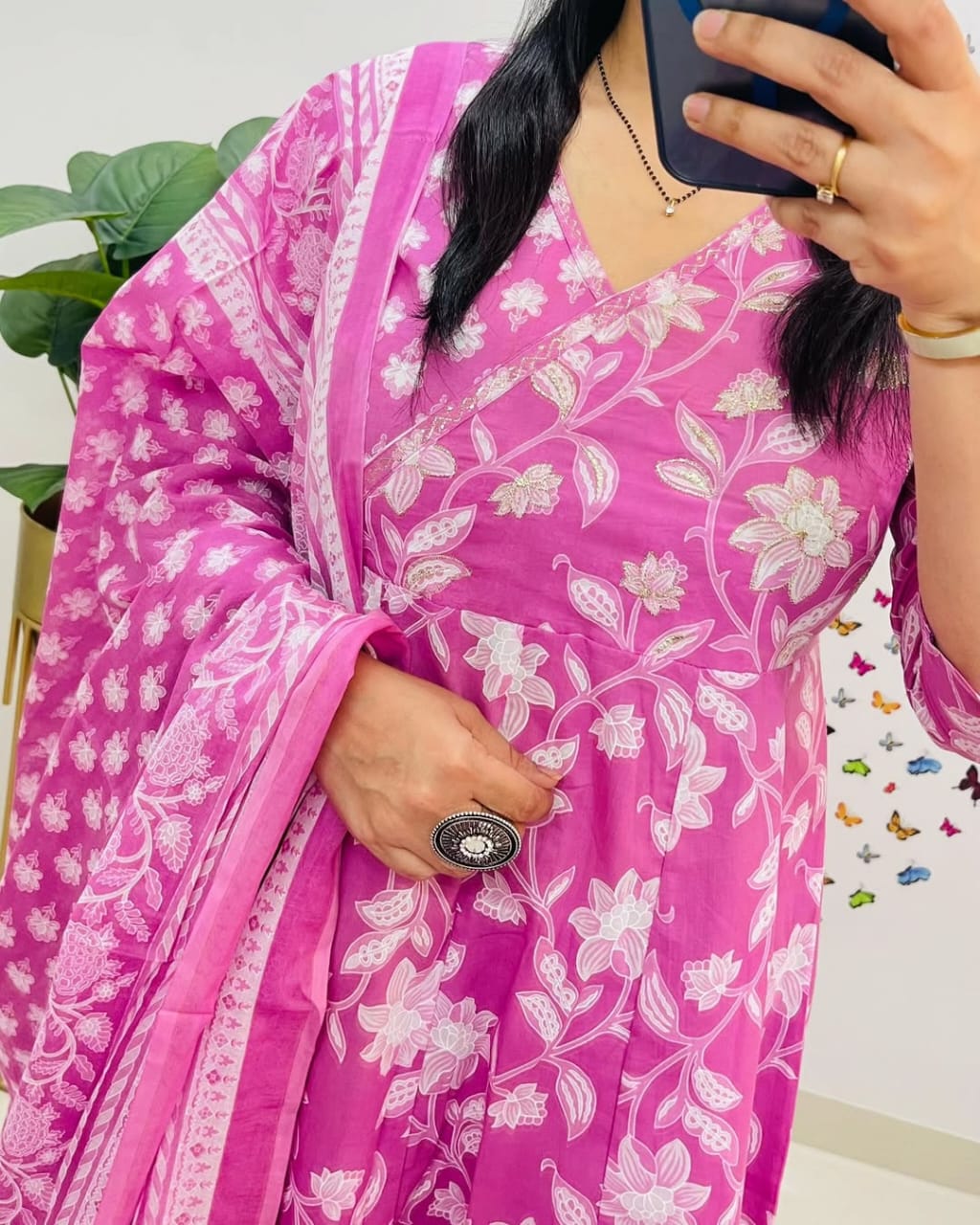 Pink Floral Anarkali Suit