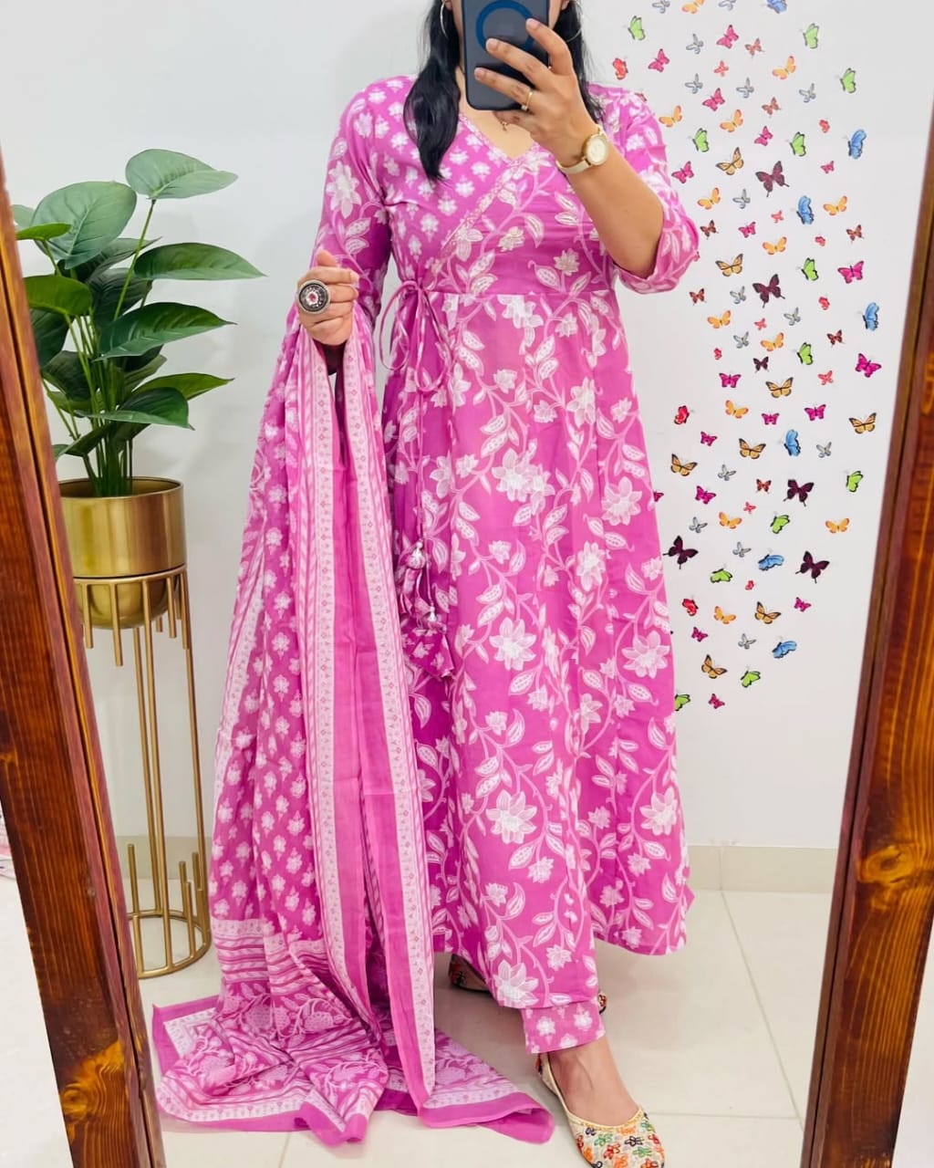 Pink Floral Anarkali Suit