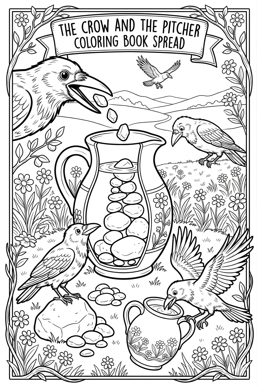 The Crow and the Pitcher Colouring Pages (5)