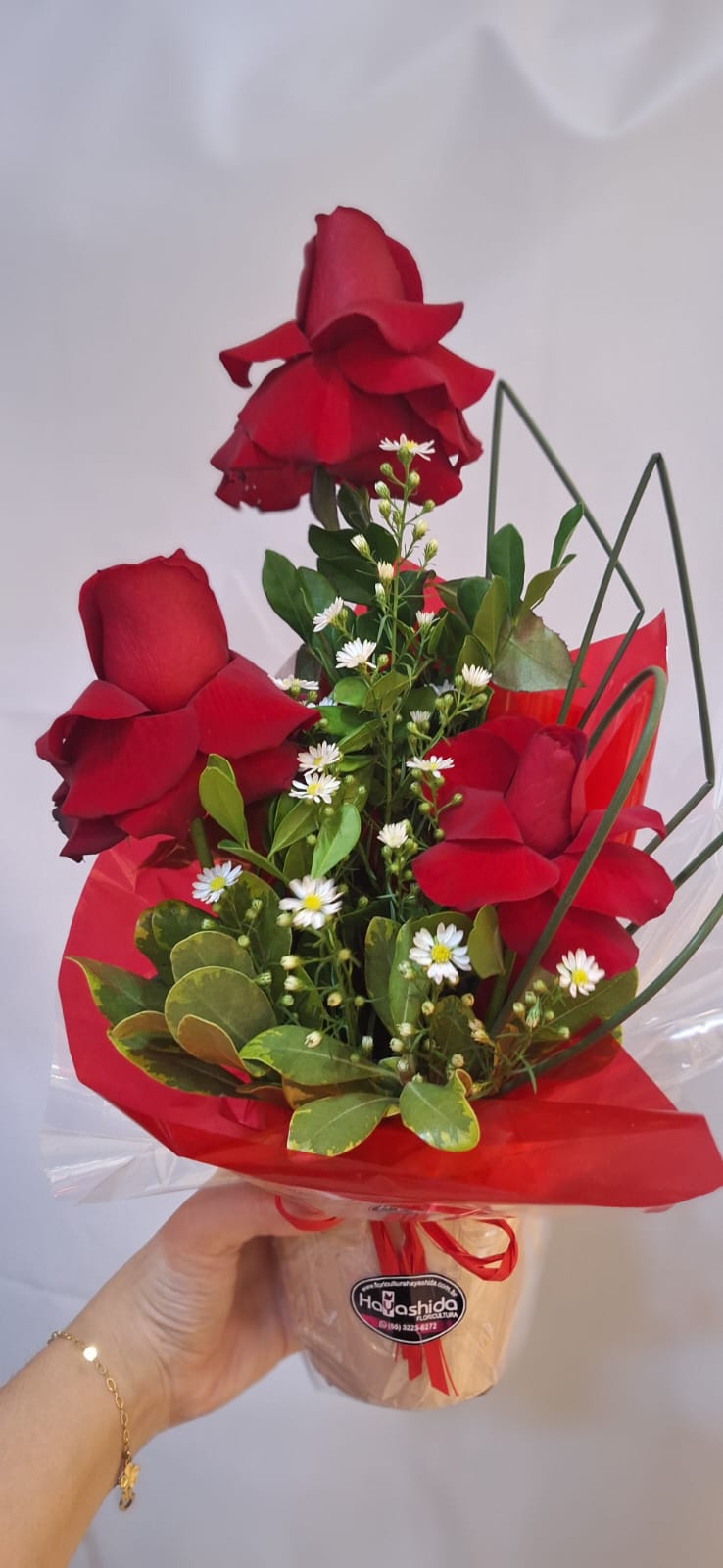 Arranjo de 3 Rosas Vermelhas