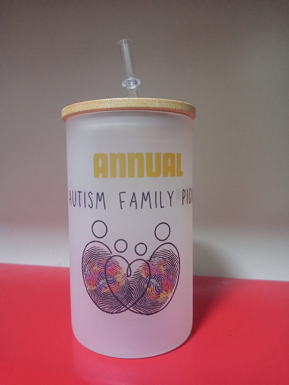 Autism Family Picnic Frosted Glass Tumbler