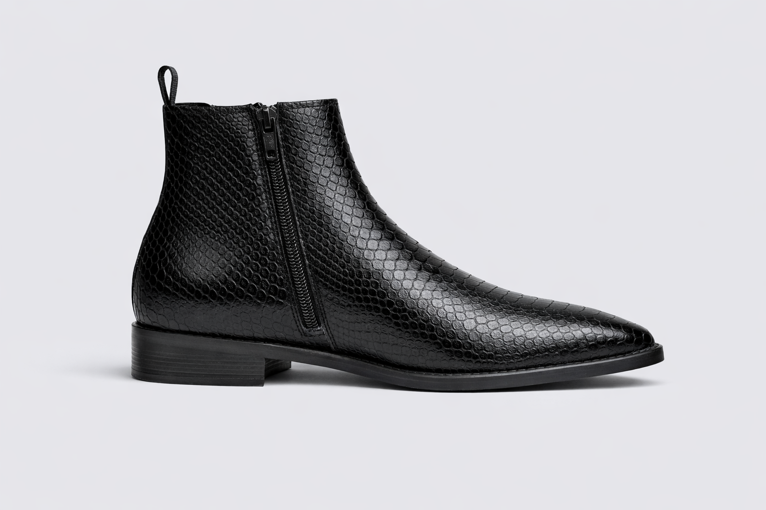 Black Textured Chelsea Boots