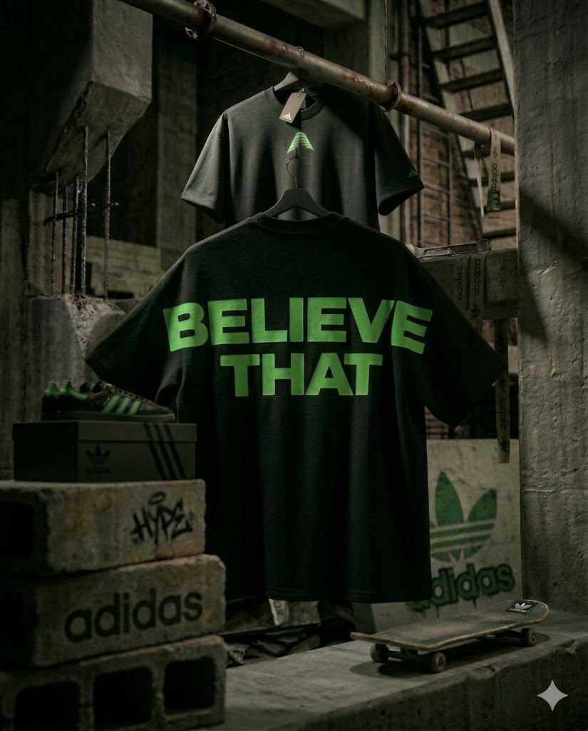 Camiseta Adidas Oversize "Believe that" Negra