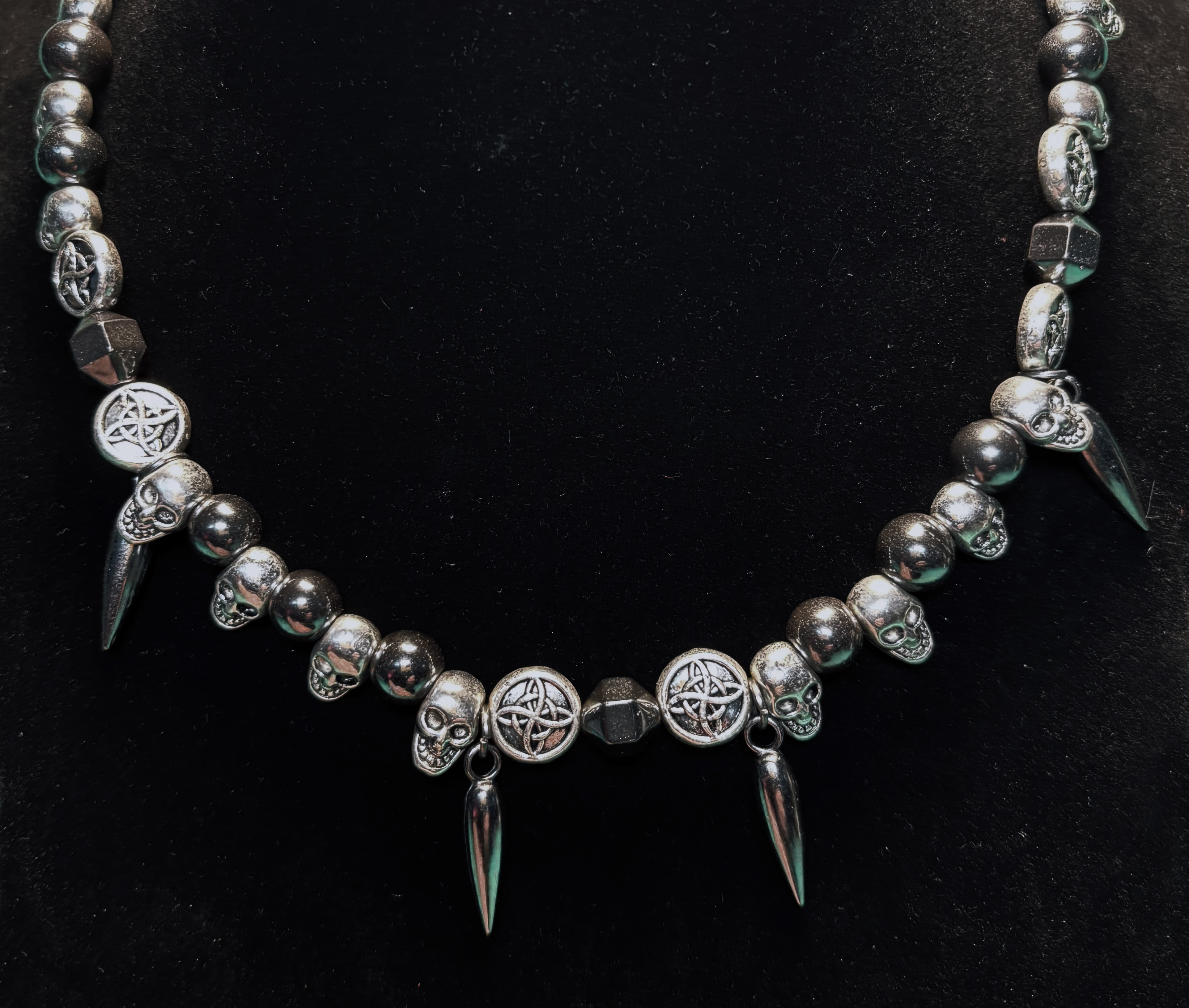 Silver & Hematite Goth Choker Necklace