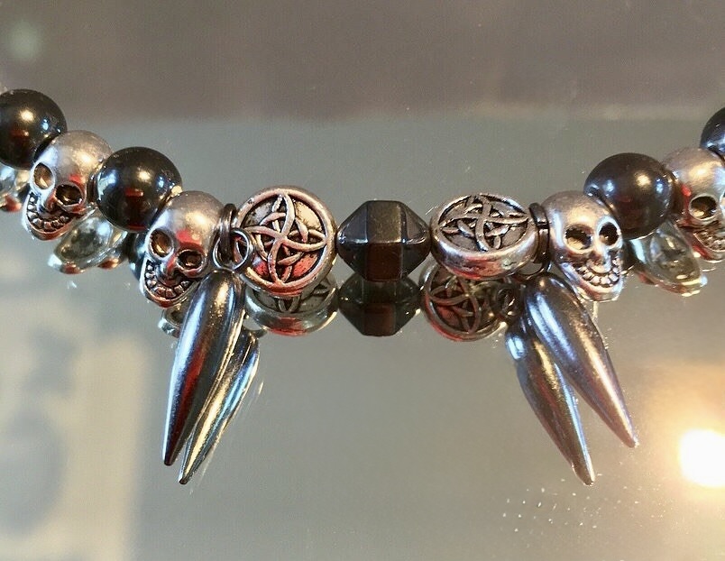 Silver & Hematite Goth Choker Necklace