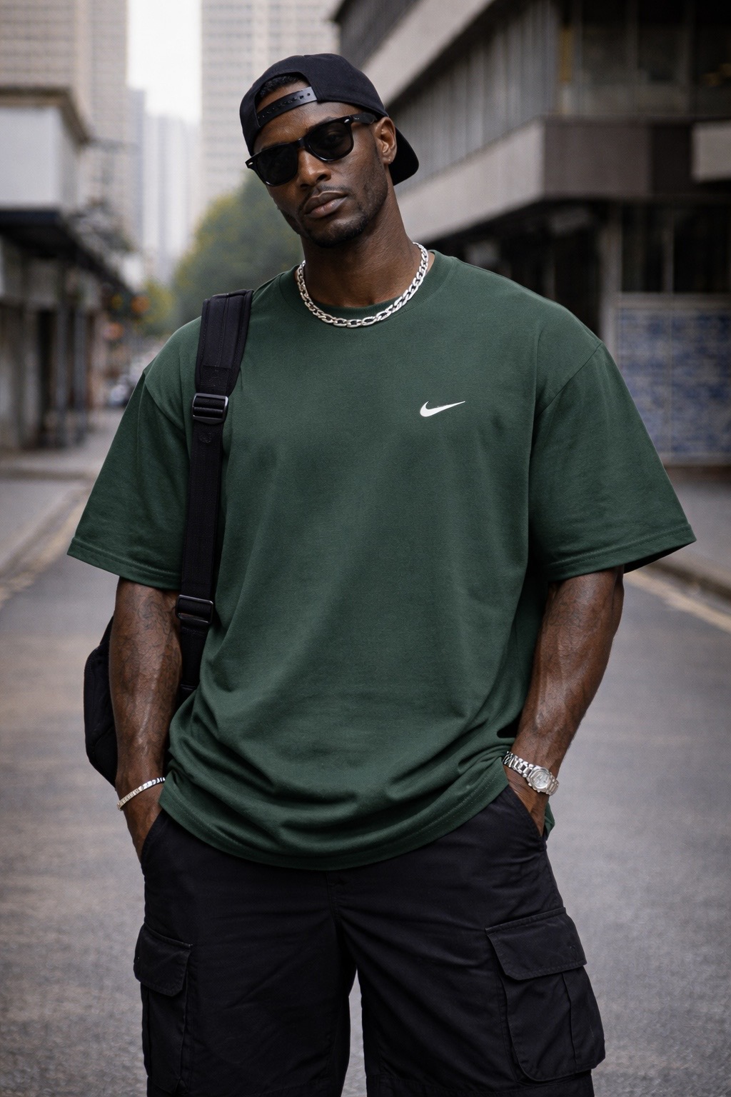 Camiseta Oversized Nike Essentials Verde