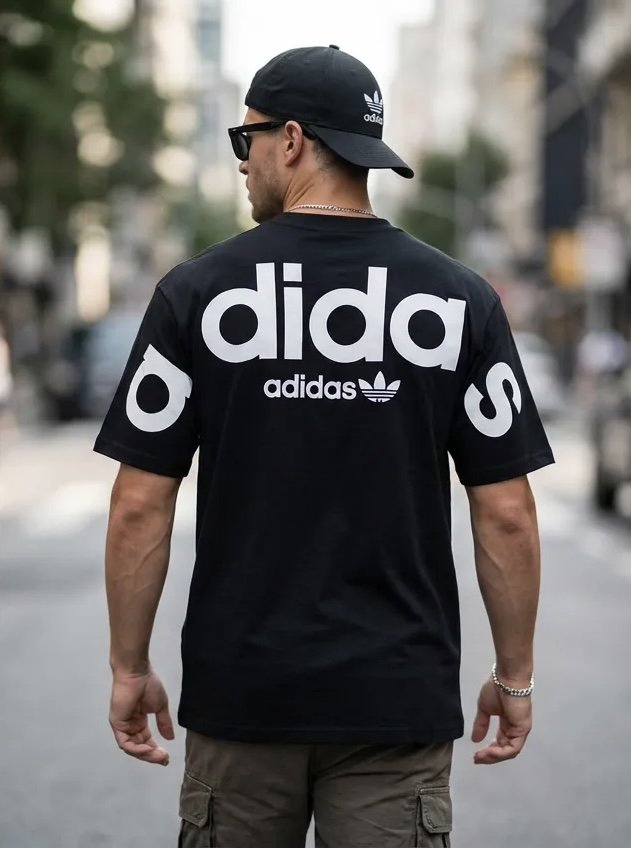 Camiseta Oversized Adidas Trefoil Preta