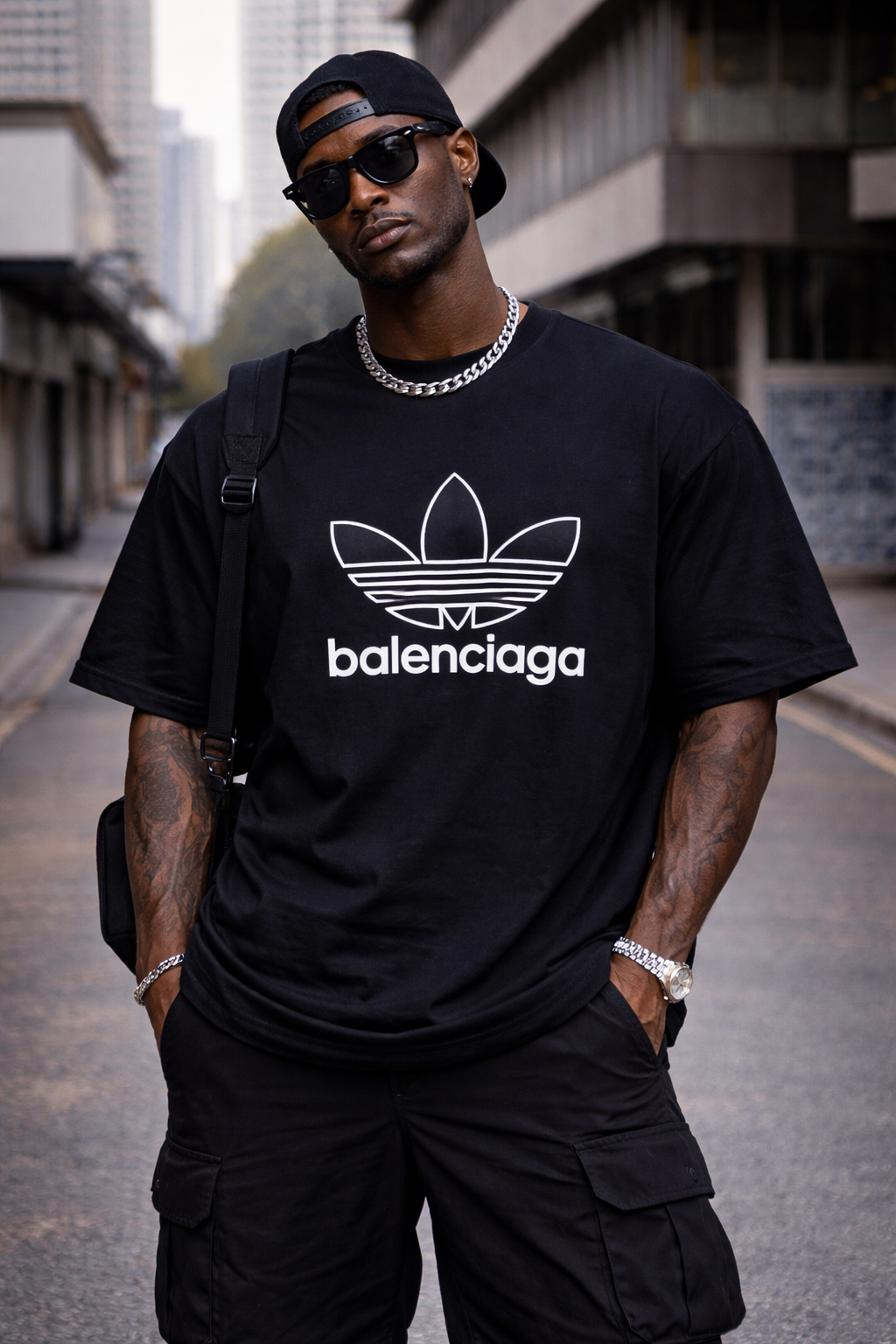Camiseta Oversized Adidas x Balenciaga Preta