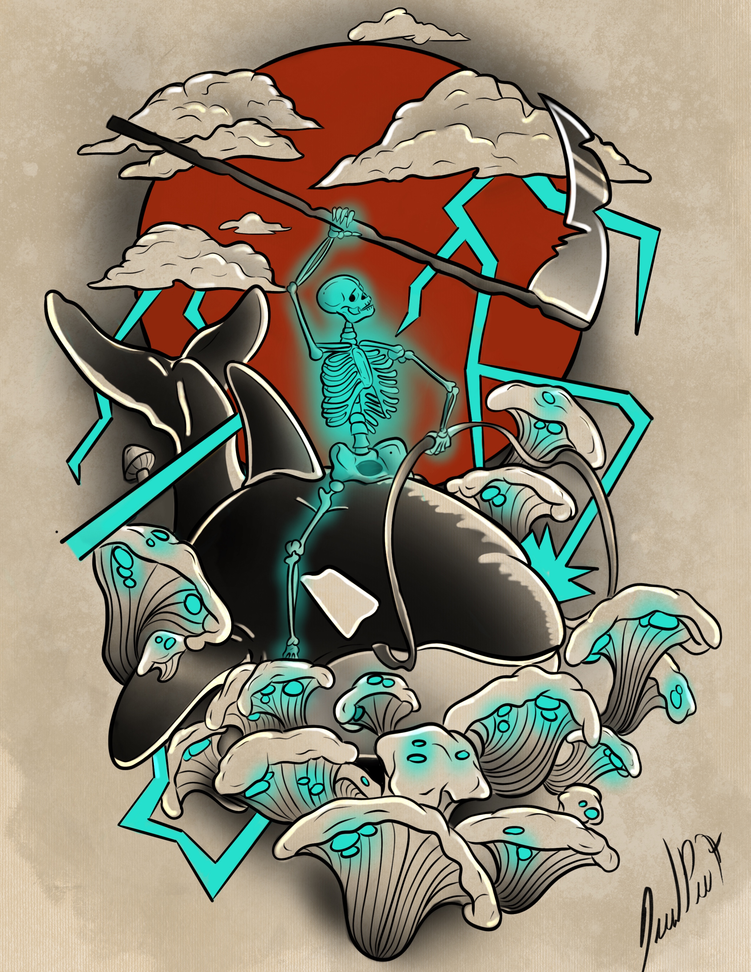 A Sea Of Mushrooms - High Quality Print 