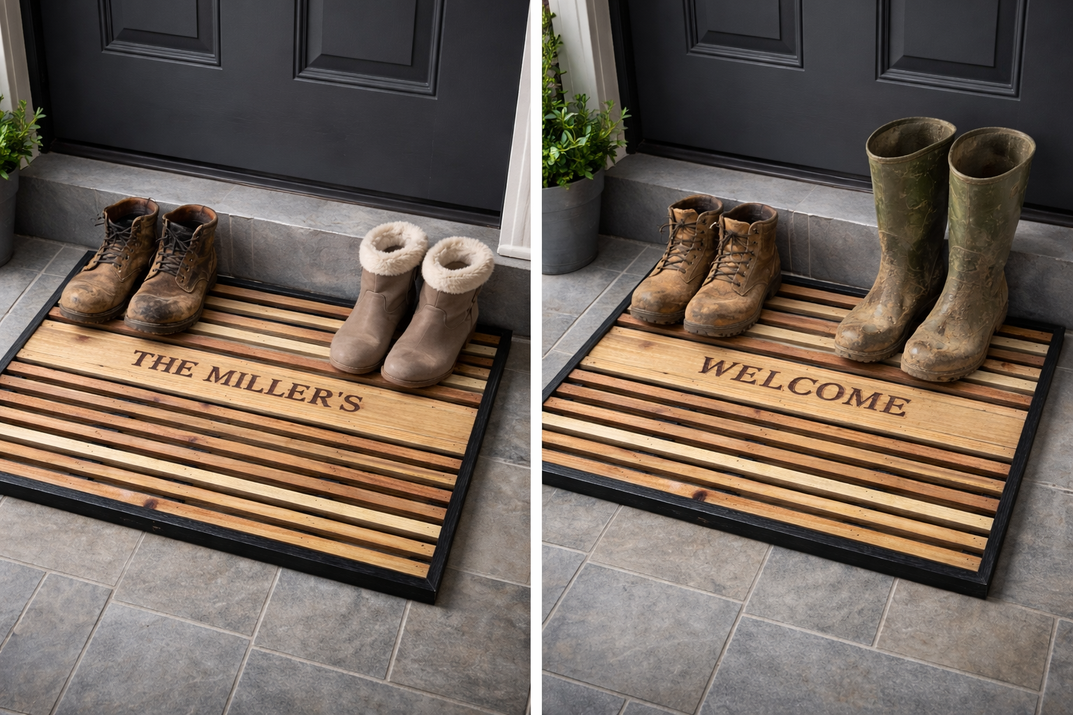Personalized Wooden Cedar Welcome Mat