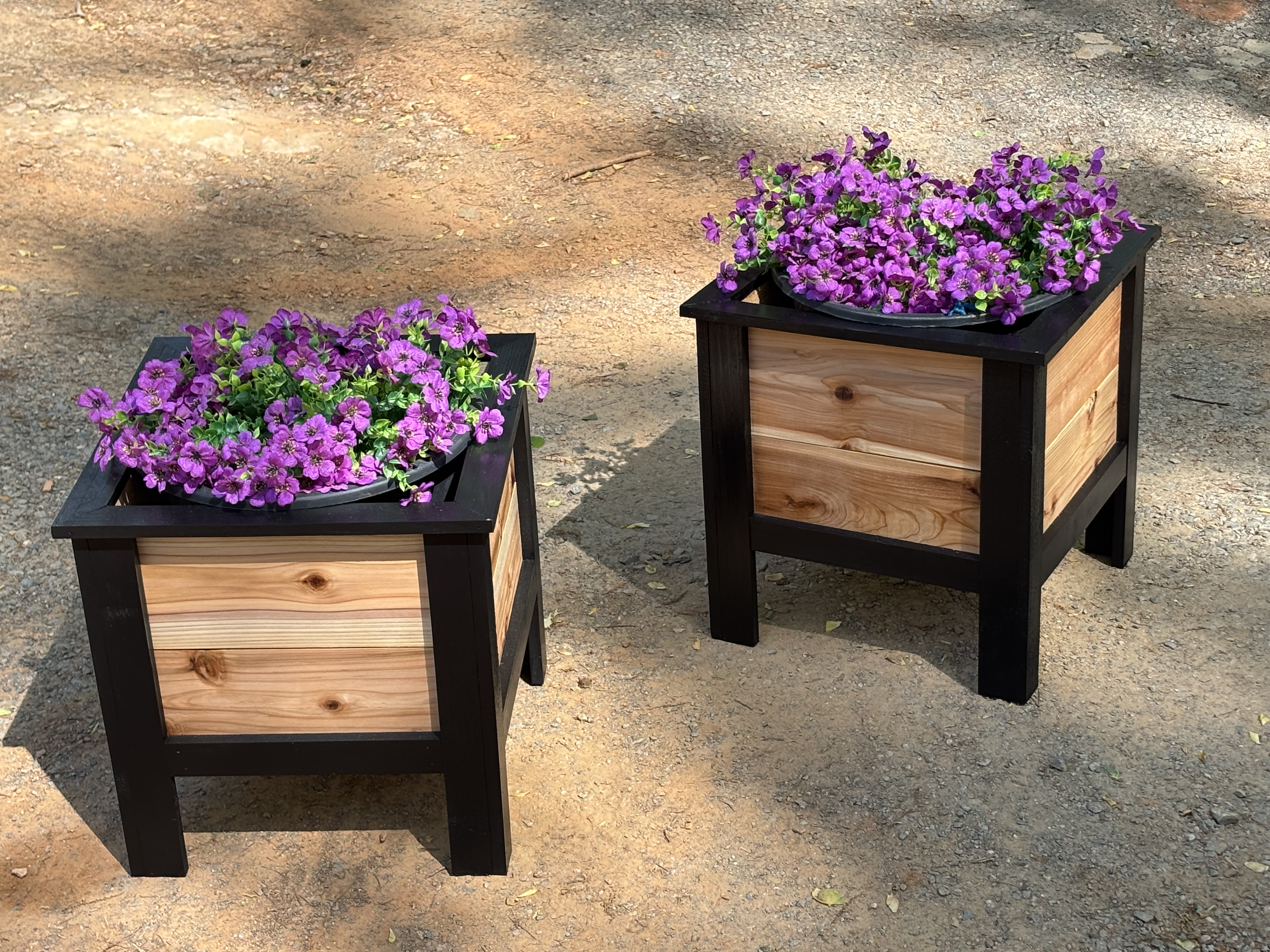 Cedar Planter set with painted trim