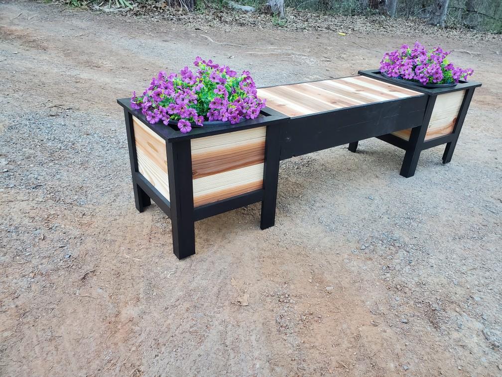 Hand Built Cedar Planter Bench