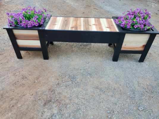 Hand Built Cedar Planter Bench
