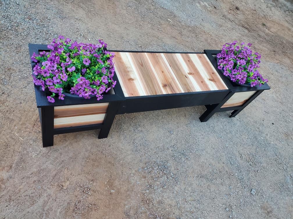 Hand Built Cedar Planter Bench